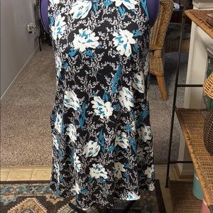 Simply Fun Elegant Floral Midi Dress in Black and Blue